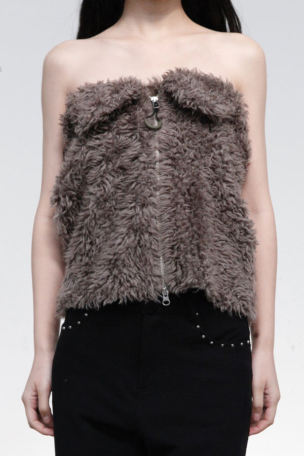 RUI zipper plush skirt RAW23WV16 taupe
